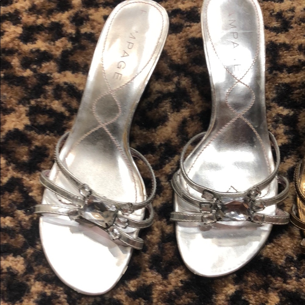Silver kitten heels
